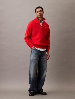 Tech Knit Quarter Zip Sweater, Red Alert