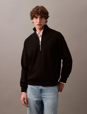 Tech Knit Quarter Zip Sweater, Black