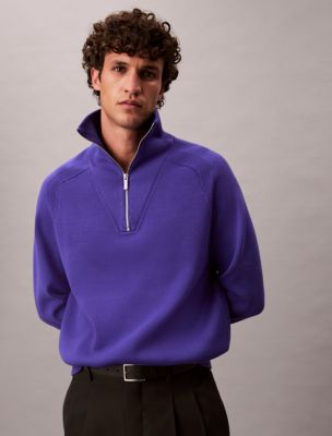 Tech Knit Quarter Zip Sweater, Purple Craze