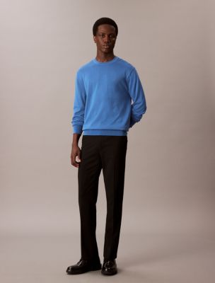 Supima Cotton Crewneck Sweater, Royal Lagoon 