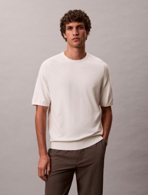 Tech Knit Crewneck Sweater T-Shirt, Chalk