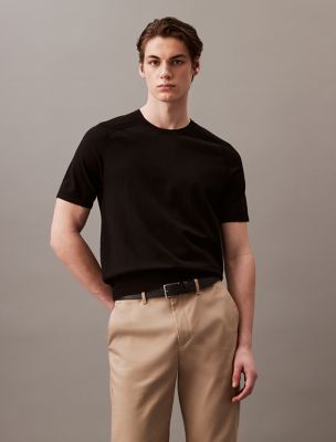 Tech Knit Crewneck Sweater T-Shirt, Black