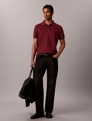 Waffle Knit Classic Polo Shirt , Zinfandel