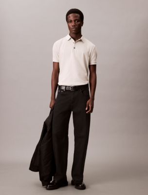 Waffle Knit Classic Polo Shirt , Moonstruck