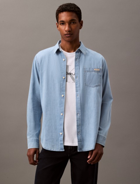 Мужские рубашки Calvin Klein Classic Denim Button-Down Shirt