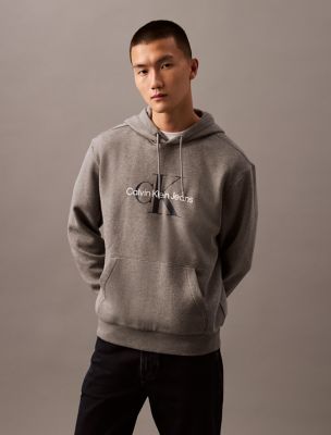 Monogram Logo Fleece Hoodie, Medium Grey Heather