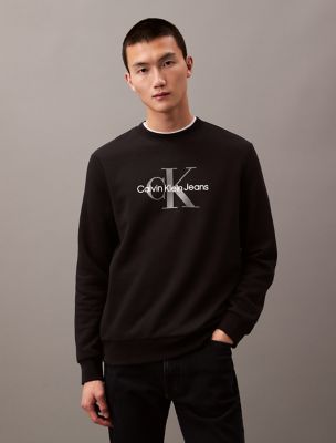 Monogram Logo Fleece Crewneck Sweatshirt, Black Beauty