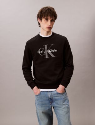 Monogram Logo Fleece Crewneck Sweatshirt, Blue Jean