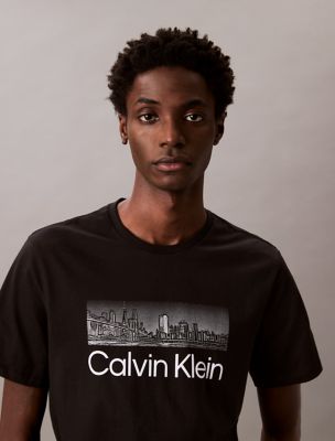 Skyscraper Overlay Crewneck T-Shirt, Black