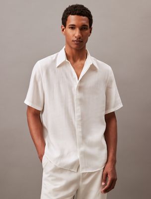 Textured Classic Button-Down Shirt, Blanc De Blanc