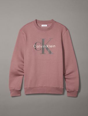 ★ ★ Men's Relaxed Fit CK Liquid Monogram Logo S Monogram Logo Relaxed Fleece Crewneck Sweatshirt | Calvin
