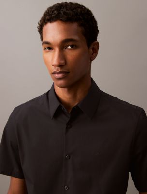 Cotton Stretch Slim Button-Down Shirt, CK Black