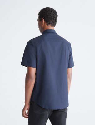 Мужская рубашка Calvin Klein Cotton Stretch Slim Button-Down, цвет: Небесно-голубой — фото 2