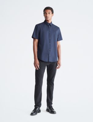 Мужская рубашка Calvin Klein Cotton Stretch Slim Button-Down, цвет: Небесно-голубой — фото 4