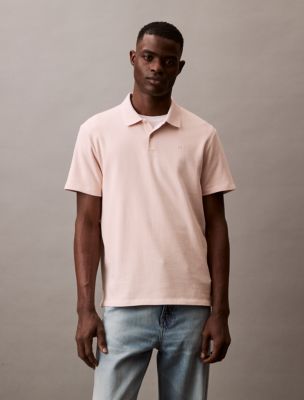Stretch Fine Rib Polo Shirt, Silver Peony