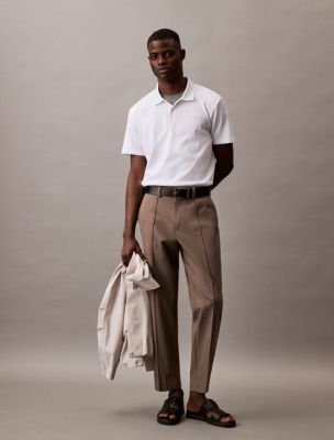Stretch Fine Rib Polo Shirt, Bright White