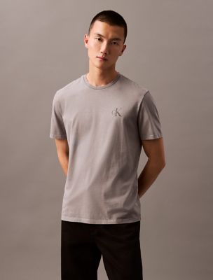 Acid Wash Monogram Logo Classic T-Shirt, Dawn Grey