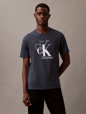 Flocked Layered Monogram Logo Graphic Classic T-Shirt, Ink