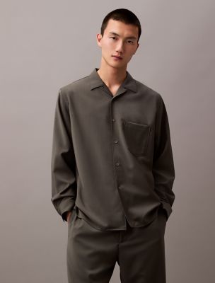 Camp Collar Wool Button-Down Shirt, Volcanic Ash
