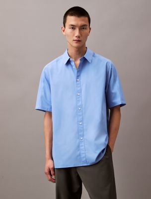 Paneled Cotton Button-Down Shirt, Provence