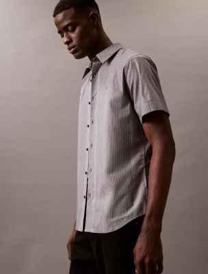 Stripe Slim Button-Down Shirt, Black Beauty