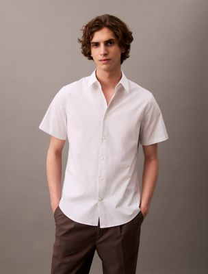 Stripe Slim Button-Down Shirt, Brilliant White
