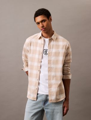 Chemise classique en flanelle à carreaux, safari
