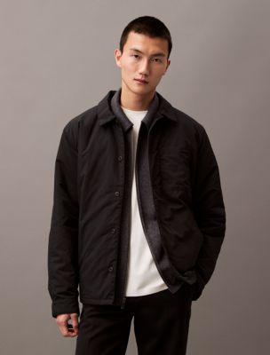 Crinkle Nylon Shirt Jacket, Black Beauty