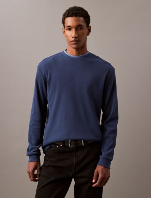 Waffle Crewneck T-Shirt, Insignia Blue