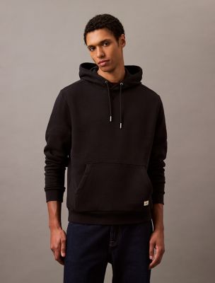Monogram Logo Patch Fleece Hoodie, Black Beauty