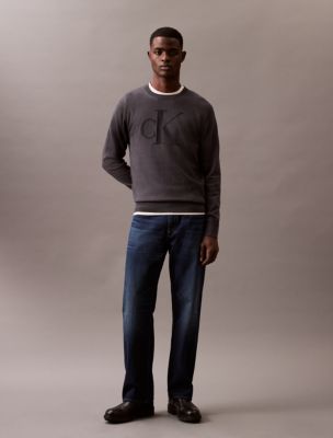 Smooth Cotton Monogram Logo Sweater, Ebony