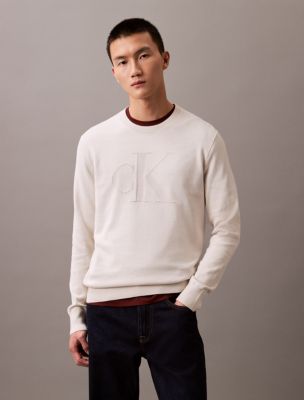 Smooth Cotton Monogram Logo Sweater, Chalk