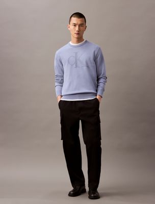 Smooth Cotton Monogram Logo Sweater, Tempest