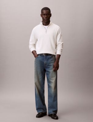 Smooth Cotton Quarter Zip Sweater | Calvin Klein