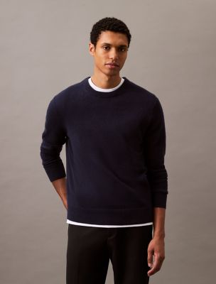Classic Cashmere Crewneck Sweater, Dark Sapphire