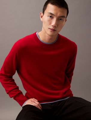 Classic Cashmere Crewneck Sweater, Scarlet Sage