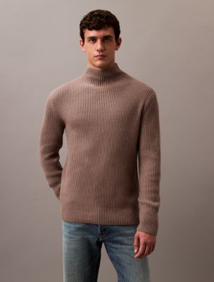 Wool Blend Mock Neck Sweater, Driftwood