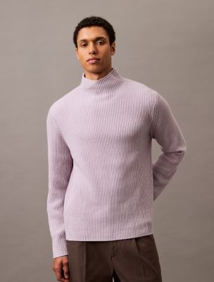 Wool Blend Mock Neck Sweater, Evening Haze