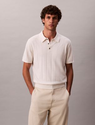 Wool Cotton Classic Polo Sweater, Vaporous Gray