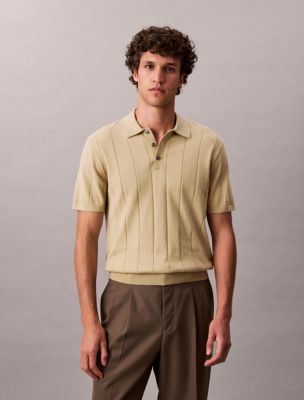 Wool Cotton Classic Polo Sweater, Eucalyptus