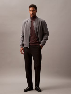Reversible Wool Blend Bomber Jacket, Charcoal Heather