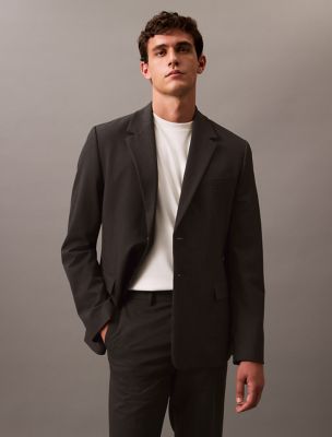 Refined Stretch Pinstripe Blazer, Charcoal