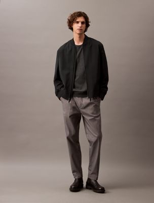 Tropical Wool Blend Bomber Jacket, Black Beauty