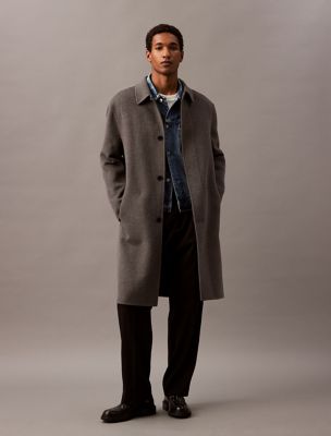 Double Faced Wool Blend Car Coat, Charcoal Heather