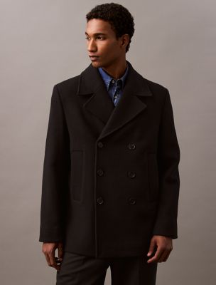 Double Faced Wool Blend Coat, Black Beauty