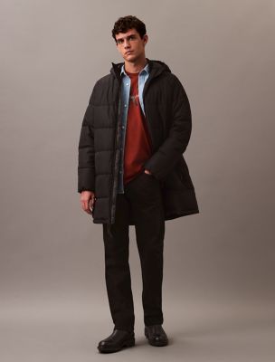 Heavyweight Hooded Long Puffer Coat, Black Beauty