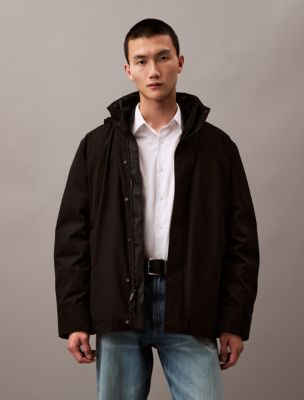 Melange Tech Puffer Jacket, Black