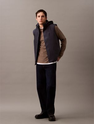 Tech Hooded Puffer Vest, Dark Sapphire