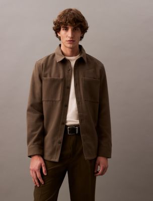 Wool Blend Pocket Shirt Jacket, Tarmac