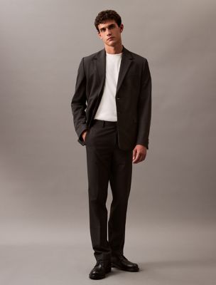 Refined Stretch Pinstripe Slim Trouser, Charcoal